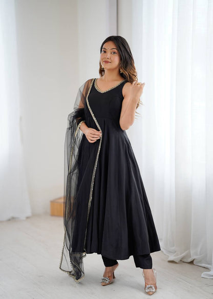 ✨ PREMIUM PURE ROMANSILK CHANDERI ANARKALI SET ✨