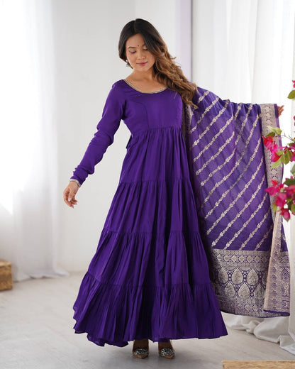 🌸 Elegant Romansilk Chanderi Anarkali Set 🌸