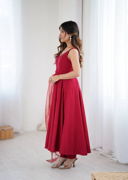 ✨ PREMIUM PURE ROMANSILK CHANDERI ANARKALI SET ✨