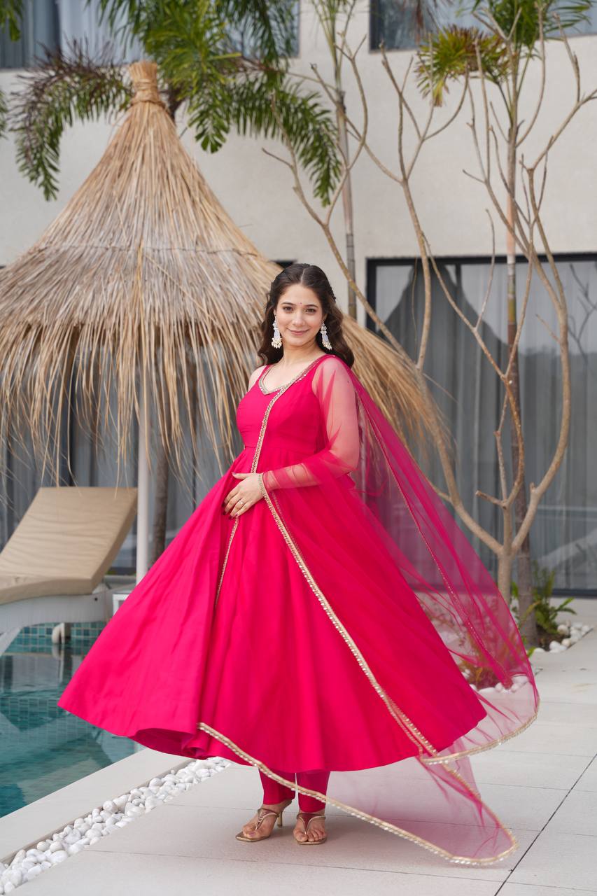 ✨ PREMIUM PURE ROMANSILK CHANDERI ANARKALI SET ✨