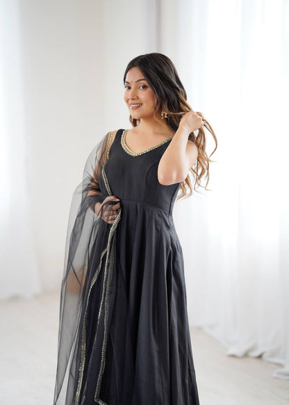 ✨ PREMIUM PURE ROMANSILK CHANDERI ANARKALI SET ✨