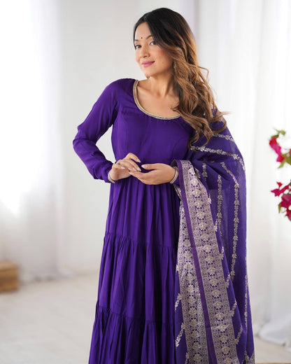 🌸 Elegant Romansilk Chanderi Anarkali Set 🌸