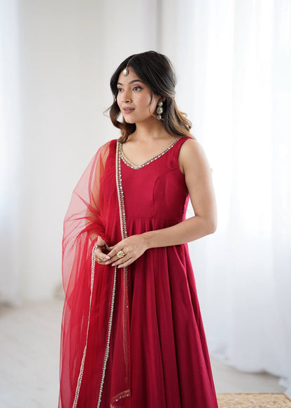 ✨ PREMIUM PURE ROMANSILK CHANDERI ANARKALI SET ✨