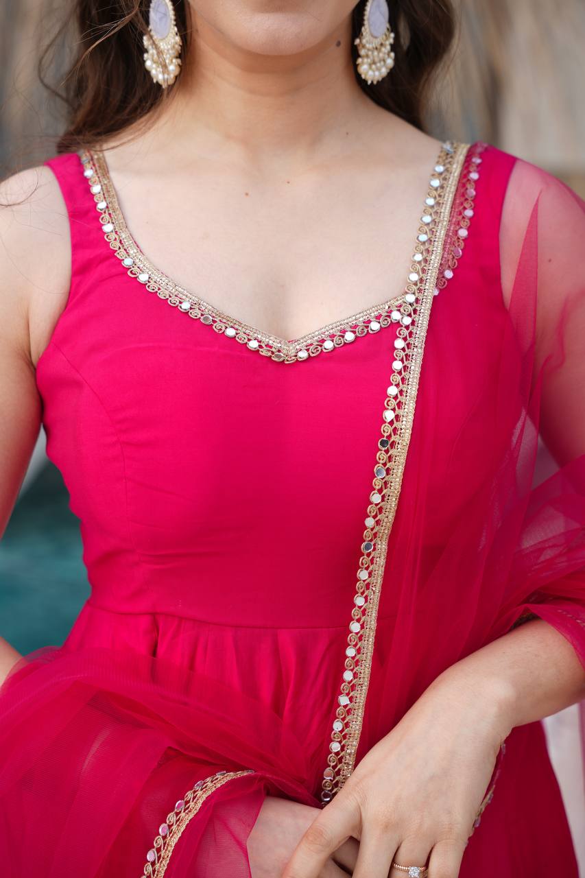 ✨ PREMIUM PURE ROMANSILK CHANDERI ANARKALI SET ✨