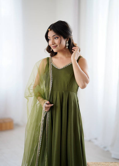 ✨ PREMIUM PURE ROMANSILK CHANDERI ANARKALI SET ✨