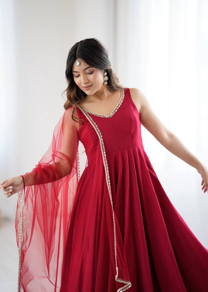 ✨ PREMIUM PURE ROMANSILK CHANDERI ANARKALI SET ✨
