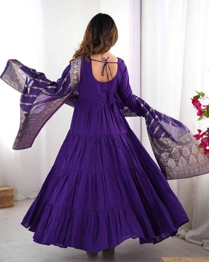 🌸 Elegant Romansilk Chanderi Anarkali Set 🌸