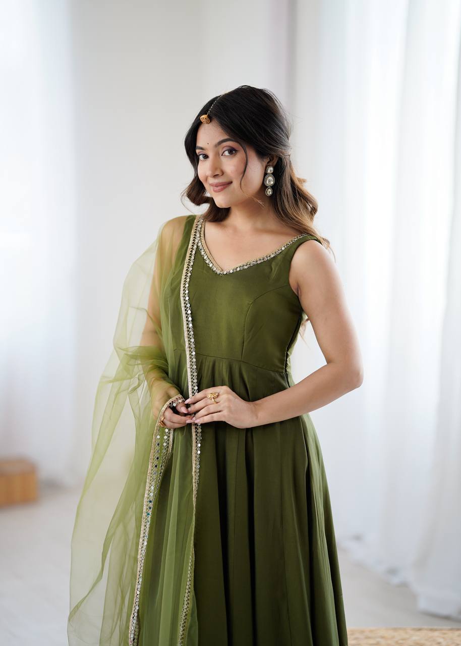 ✨ PREMIUM PURE ROMANSILK CHANDERI ANARKALI SET ✨